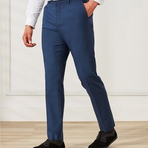 Perry Ellis Men's Navy Blue Slim Fit Dress Pants 36x32